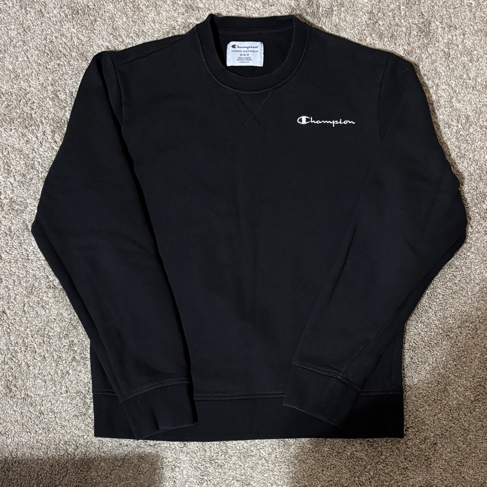 Champion Men's Classic Black Crewneck Sweater
